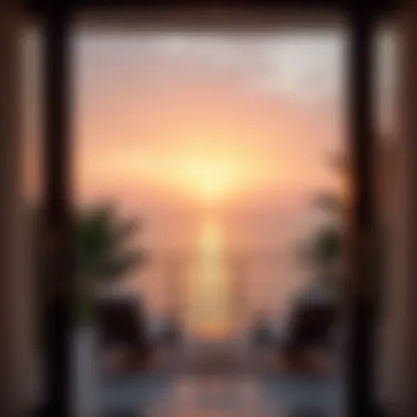 Beautiful sunset view from a Bay Villa balcony