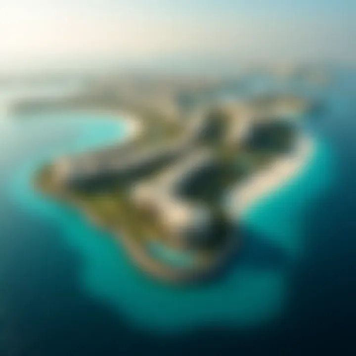 Aerial view of Palm Jumeirah highlighting the Raffles Dubai Palm location