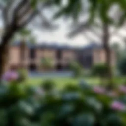 A stunning view of Sobha Hartland Forest Villas surrounded by lush greenery