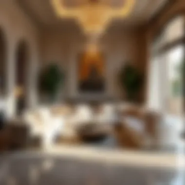 Opulent Interiors of Dubai's Luxury Villas Interior view showcasing opulent living space in a villa