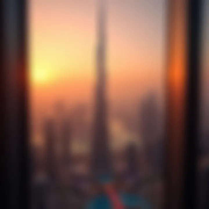 Sunset view over Dubai from the observation deck