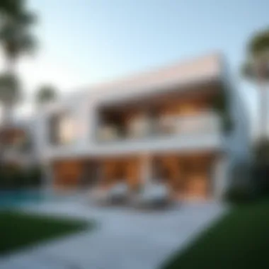 An elegant exterior view of Zahia Villas showcasing modern architecture