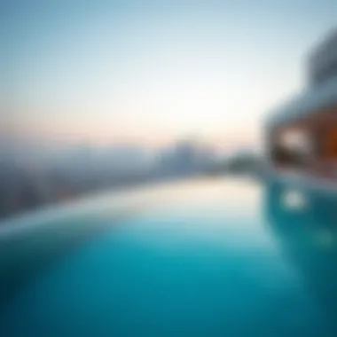 Infinity pool with a view of the skyline