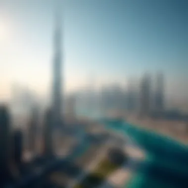 Skyline of Dubai featuring iconic skyscrapers